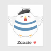 Sticker Cute Hen Français avec Beret (Feuille)