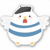 Sticker Cute Hen Français avec Beret (Devant)