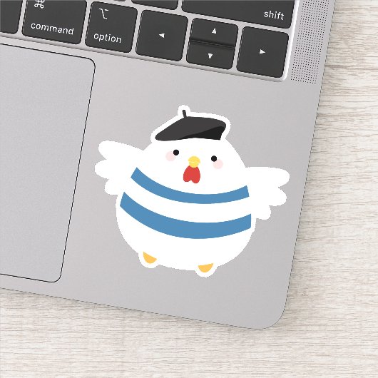 Sticker Cute Hen Français avec Beret (Détail)