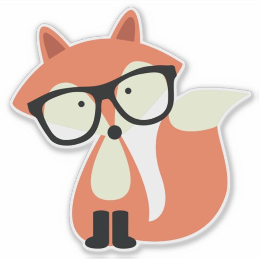 Sticker Cute Hipster Red Fox (Devant)