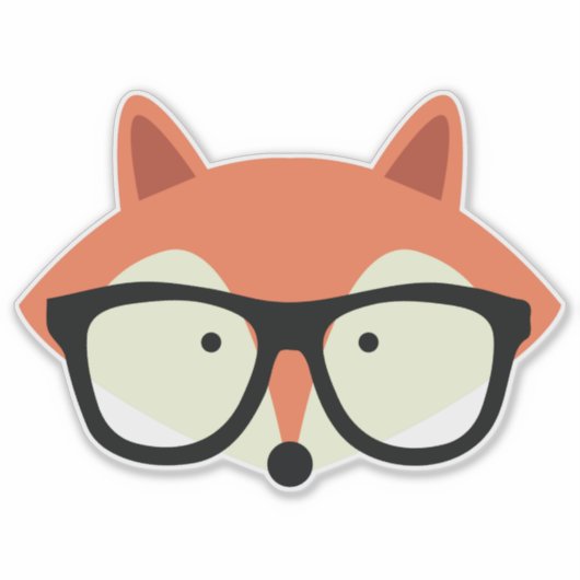 Sticker Cute Hipster Red Fox (Devant)