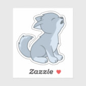 Sticker Cute Howling Wolf Pup (Feuille)