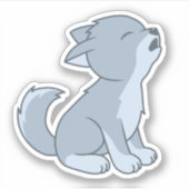 Sticker Cute Howling Wolf Pup (Devant)