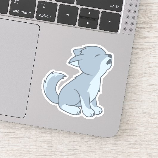 Sticker Cute Howling Wolf Pup (Détail)