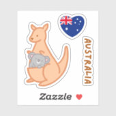 Sticker Cute I Lote Australian Kangaroo Koala (Feuille)