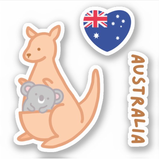 Sticker Cute I Lote Australian Kangaroo Koala (Devant)
