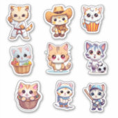 Sticker Cute Jouer Collection de chats (Devant)