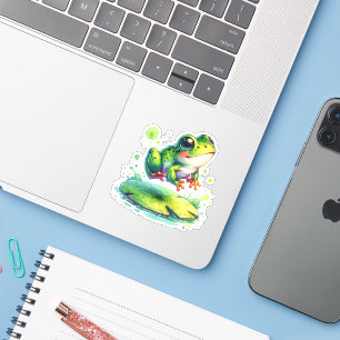 Sticker Cute Jumping Frog Whimsical Ai Art