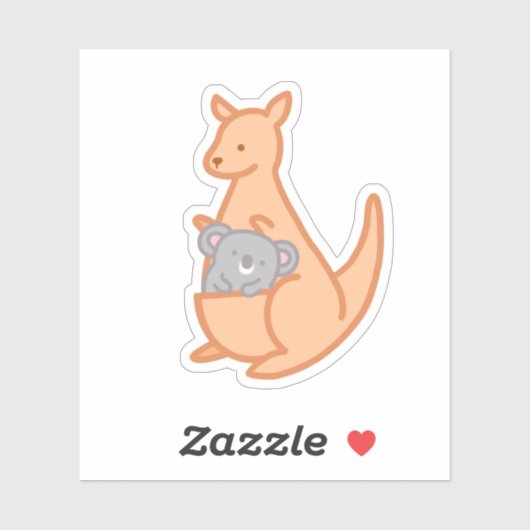 Sticker Cute Kangaroo Koala australienne (Feuille)