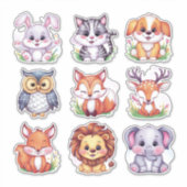 Sticker Cute kawaii animaux #2 (Devant)