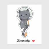 Sticker Cute Kawaii Astronaut Chat noir (Feuille)