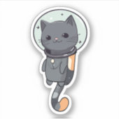 Sticker Cute Kawaii Astronaut Chat noir (Devant)