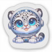 Sticker Cute Kawaii Astronaut Snow Leopard   (Devant)