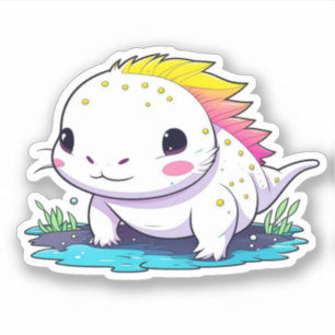 Sticker Cute Kawaii Axolotl dans l'eau