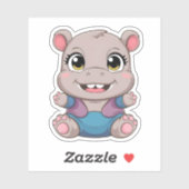 Sticker Cute Kawaii Baby Hippo animal adorable (Feuille)