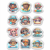 Sticker Cute Kawaii Beach Bum Surf (Devant)
