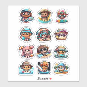 Sticker Cute Kawaii Beach Bum Surf