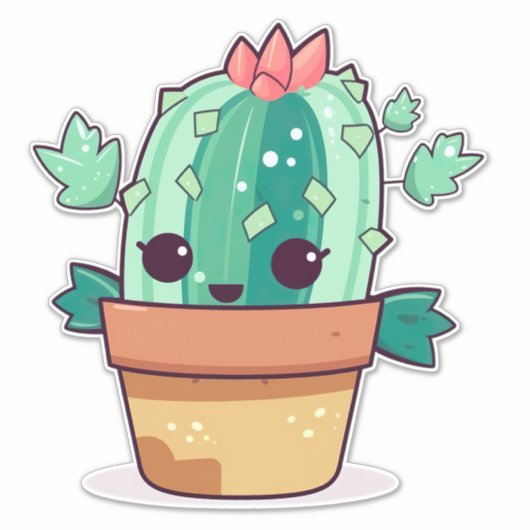 Sticker Cute kawaii cactus (Devant)