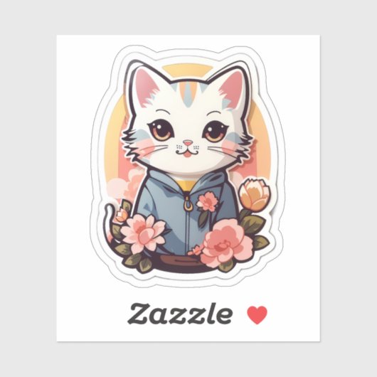 Sticker Cute Kawaii Cat Graphic (Feuille)