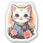 Sticker Cute Kawaii Cat Graphic (Devant)