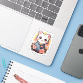 Sticker Cute Kawaii Cat Graphic (Ordinateur portable avec iPhone)