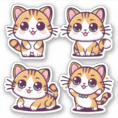 Sticker Cute Kawaii Cats pose (Devant)