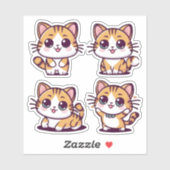 Sticker Cute Kawaii Cats pose (Feuille)
