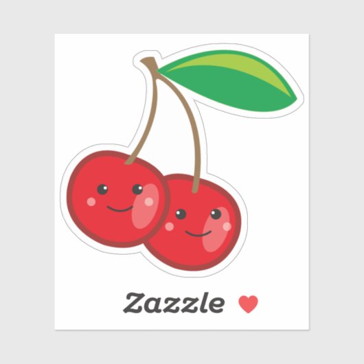 Sticker Cute Kawaii Cerises Fruit (Feuille)