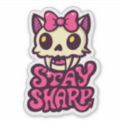 Sticker Cute Kawaii Chat Crâne rose Bow Gothique Punk Girl (Devant)