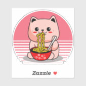 Sticker Cute Kawaii chat ramen (Feuille)