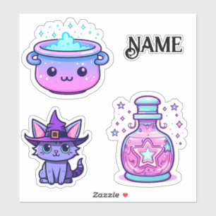 Sticker Cute kawaii chaton sorcière chaton
