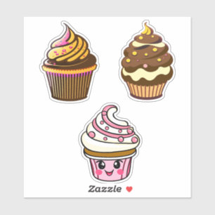 Sticker Cute Kawaii Chibi Cupcakes