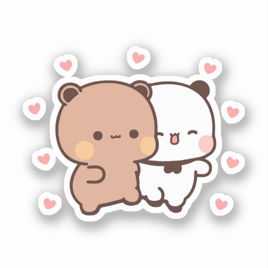 Sticker Cute Kawaii Chubby Mochi Panda ours (Recto)
