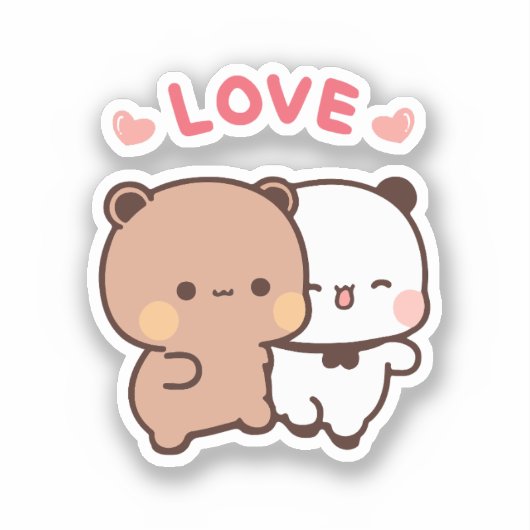 Sticker Cute Kawaii Chubby Mochi Panda ours (Recto)