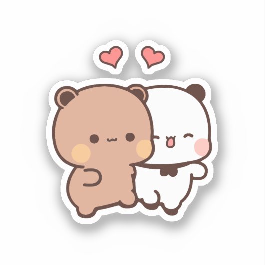 Sticker Cute Kawaii Chubby Mochi Panda ours (Recto)