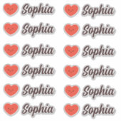 Sticker Cute Kawaii Coeur Nom personnalisé (Devant)