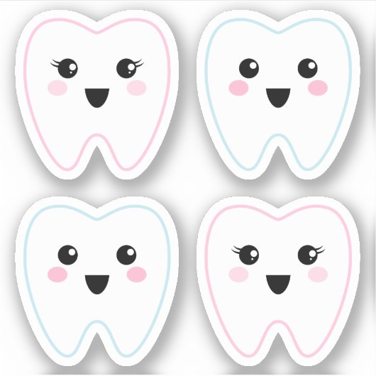 Sticker Cute kawaii dent (Devant)