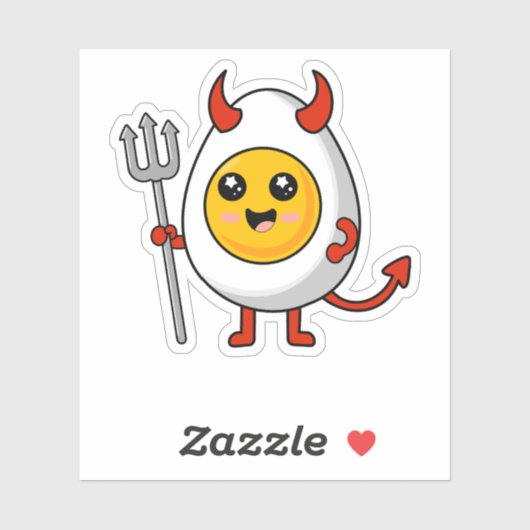 Sticker Cute Kawaii Deviled Egg (Feuille)
