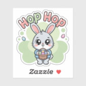 Sticker Cute Kawaii Easter Bunny Hop Illustration (Feuille)