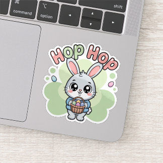 Sticker Cute Kawaii Easter Bunny Hop Illustration