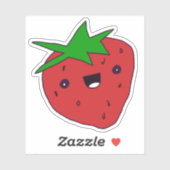 Sticker Cute Kawaii fraise (Feuille)