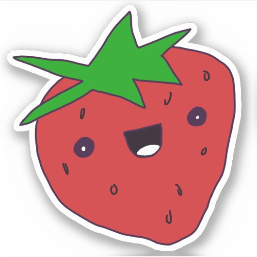 Sticker Cute Kawaii fraise (Devant)