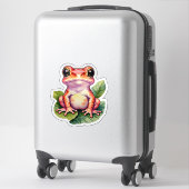 Sticker Cute Kawaii Frog debout Sur Le Feuille (Sur valise)