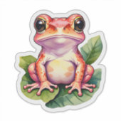 Sticker Cute Kawaii Frog debout Sur Le Feuille (Devant)