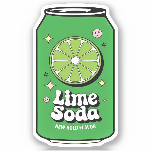 Sticker Cute Kawaii Fun Fruity Lime Soda Jus Boisson (Devant)
