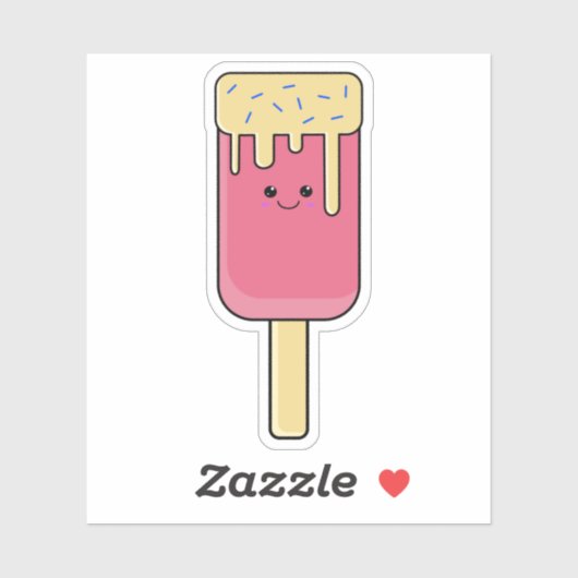 Sticker Cute Kawaii glace crème Lolly (Feuille)