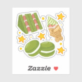 Sticker Cute Kawaii Hand-Drawn Matcha Sweets (Feuille)