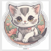 Sticker Cute Kawaii Kitten (Feuille)