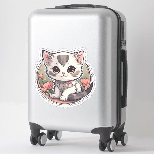 Sticker Cute Kawaii Kitten (Sur valise)