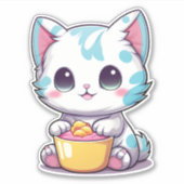 Sticker Cute Kawaii Kitty Face | Emblème de chat doux (Devant)